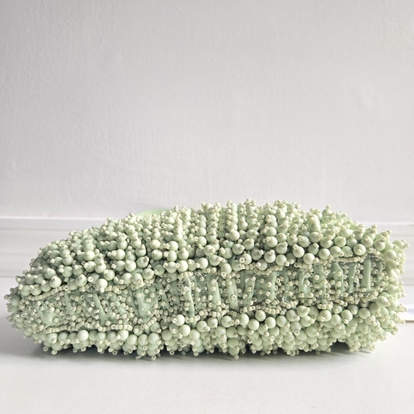 New Staud Beaded Bean Convertible Matcha Shoulder Handbag NWT - Picture 13 of 14